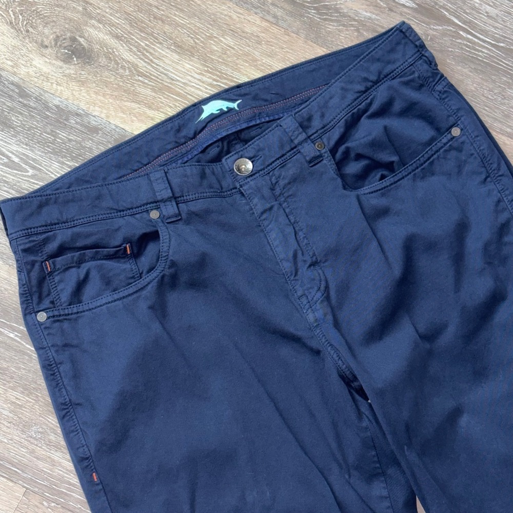 Tommy Bahama Boracay Navy Blue Pima Cotton Modal Pants‎ Mens 36x32